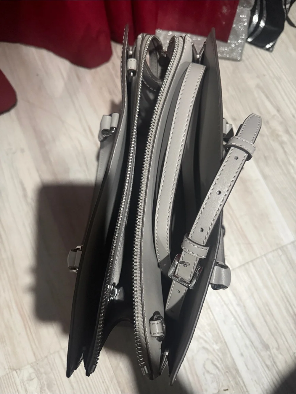 Michael Kors medium Saffiano Leather Satchel in Light Gray